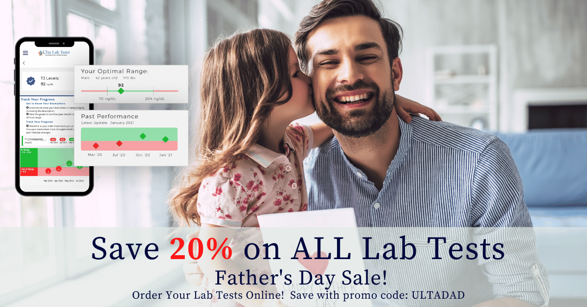 Save 20% on all lab tests during the Ulta Lab Tests Father’s Day Sale. Use promo code ULTADAD for men’s health, wellness, hormone, cholesterol, and preventive lab testing